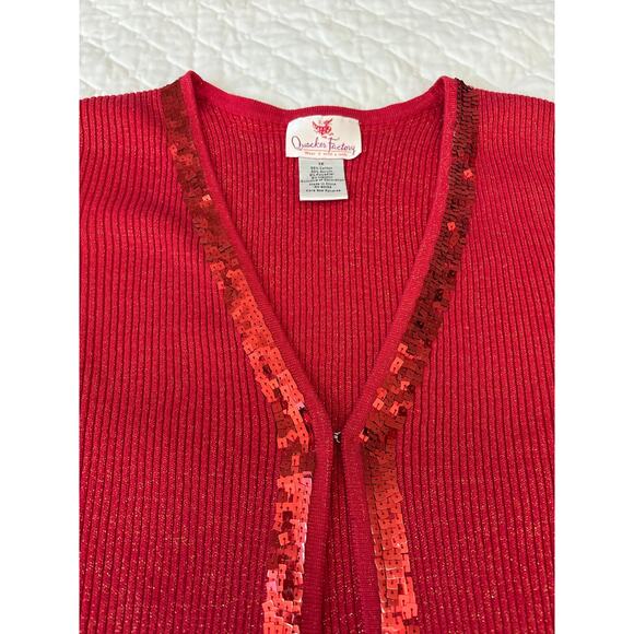 Quacker Factory 1X Red Ribbed Knit Sweater - Picture 8 of 8